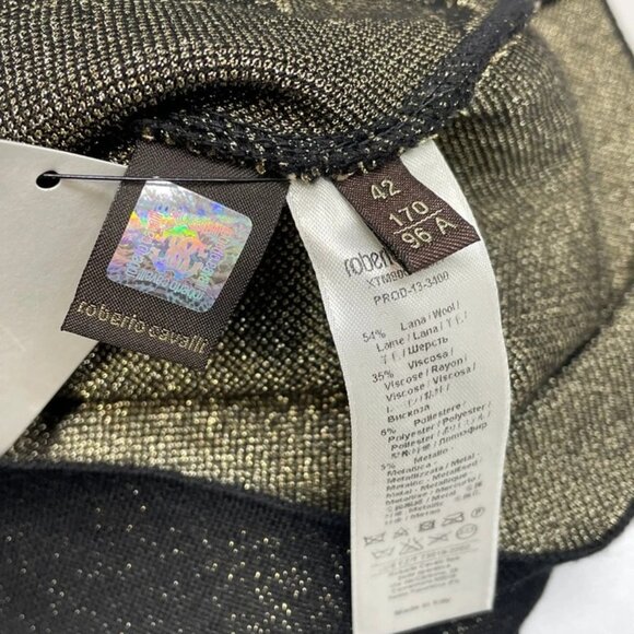 NEW ROBERTO CAVALLI Women's Wool Sheath Dress Black Size 42 / US 6 - Picture 5 of 9